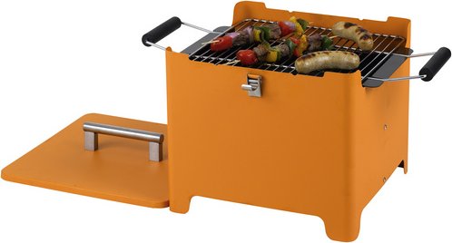 TEPRO Holzkohlegrill »Chill & Camp Grill Cube«, Grillfläche 31,5 x 31,5 cm, mit Deckel - orange