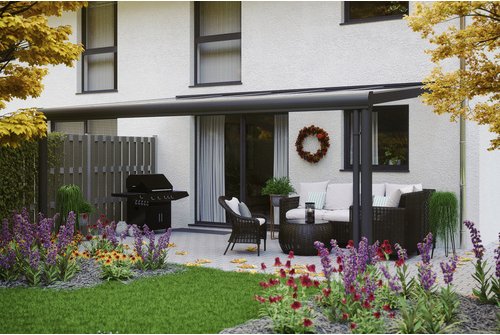 SKANHOLZ Terrassenüberdachung »Genua«, Breite: 541 cm, Dach: Polycarbonat (PC), schiefergrau