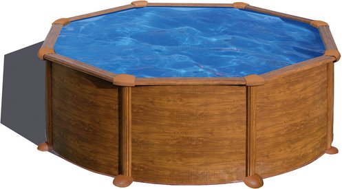 GRE Rundpool, Holzoptik, ØxH: 350 x 132 cm - braun