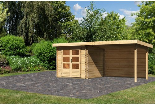 KARIBU Gartenhaus »Bastrup«, Holz, BxHxT: 519 x 217 x 237 cm (Außenmaße inkl. Dachüberstand) - beige