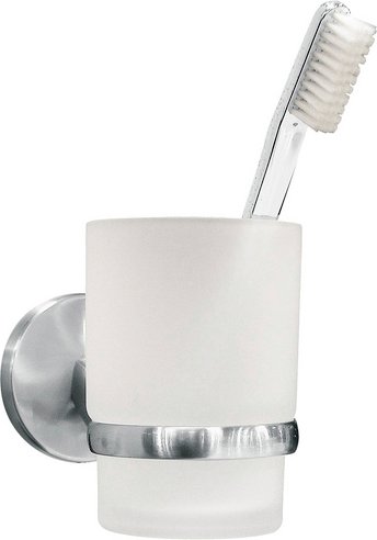 FACKELMANN Zahnputzbecherhalter »Fusion«, BxHxT: 7 x 9,5 x 11,5 cm - silberfarben