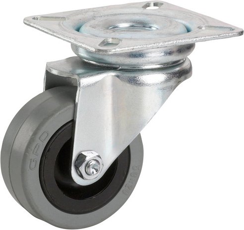 DÖRNER+HELMER Lenkrolle mit Platte, Gummi, schwarz