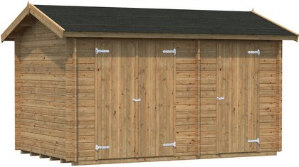 PALMAKO Blockbohlenhaus »Jari«, Holz, BxHxT: 440 x 251 x 240 cm (Außenmaße inkl. Dachüberstand) - braun