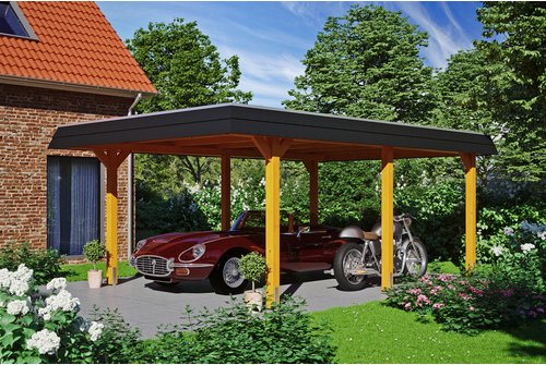 SKANHOLZ Carport »Wendland«, BxT: 409 x 628 cm, Firsthöhe: 247 cm, farbbehandelt - braun