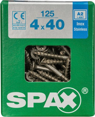 SPAX Edelstahlschraube, T-STAR plus, 125 Stk., 4 x 40 mm - silberfarben