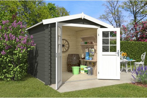 LASITA MAJA Gartenhaus »Ingo«, BxHxT: 262,6 x 222,3 x 250 cm, (Außenmaß inkl. Dachüberstand), grüngrau - gruen