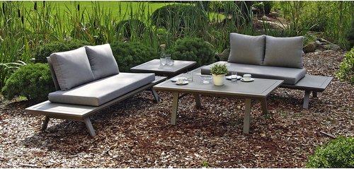 GARDEN PLEASURE Gartenmöbel »Celia«, 4 Sitzplätze, Aluminium/Polyester, inkl. Auflagen - grau