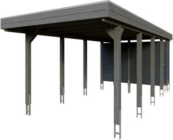 SKANHOLZ Einzelcarport »Friesland Set 12«, 314 x 708 cm (BxT), mit Abstellraum, schiefergrau