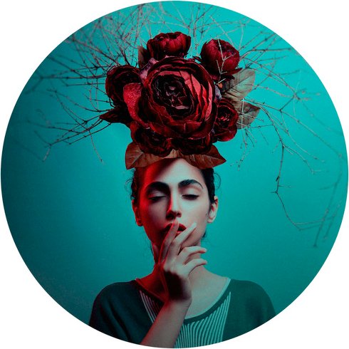 K&L Wall Art Vliestapete »Runde Vliestapete«, Amin Boho Deko Blumen, mehrfarbig, matt - bunt