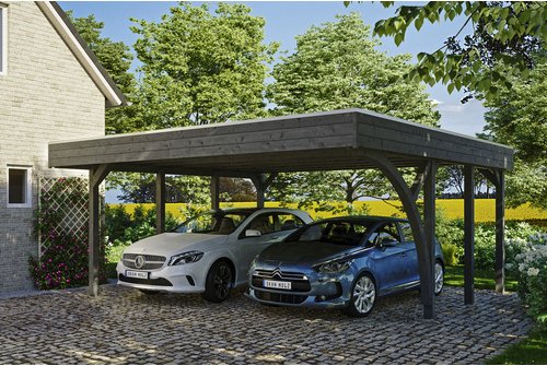 Thumbnail - SKANHOLZ Carport »Friesland Set 7«, BxT: 557 x 555 cm, Firsthöhe: 254 cm, lasiert - grau