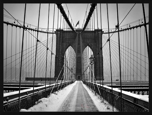 ANY IMAGE Digitaldruck »Brooklyn Bridge«, Rahmen: Buchenholz, Schwarz