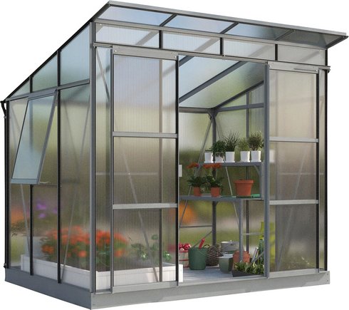 VITAVIA Gewächshaus »Freya«, 5,9 m², Kunststoff/Aluminium, winterfest - grau