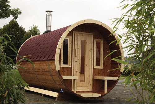 WOLFF FINNHAUS Fasssauna »De luxe Thermo«, Fichtenholz, beige, 6 Personen