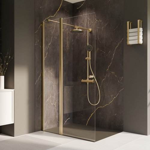 BREUER Duschwand »Elana 2.0«, grau getönt, Anschlag links 1600 - goldfarben