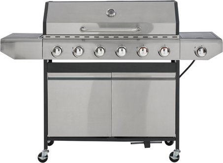 BBQ Hero Gasgrill »BBQ Hero«, 6 Brenner, Grillfläche: 95 x 57 cm, mit Unterschrank - silberfarben