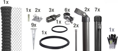 Gust. Alberts GmbH & Co. KG Set Maschendrahtzaun mit Bodenhülse, Breite: 1500cm, anthrazit-metallic - schwarz