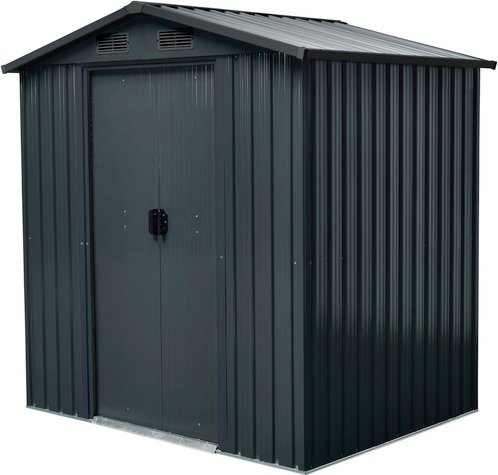 FLORAWORLD Gerätehaus »floraworld«, Metall, BxT: 194 x 110 cm (Außenmaße inkl. Dachüberstand) - grau