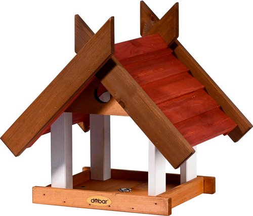 DOBAR Vogelhaus »Herbstfrüchte«, mit Futtertablet, für Ständermontage - braun | rot | weiss