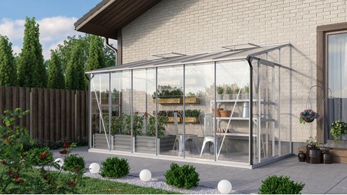 Thumbnail - VITAVIA Anlehngewächshaus »Osiris 7800«, 7,8 m², Kunststoff/Aluminium/ESG Glas, winterfest - silberfarben