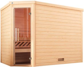 WEKA Massivholzsauna »TURKU 3«, 6 Personen, inkl. 9 kW Ofen mit integrierter Steuerung - braun