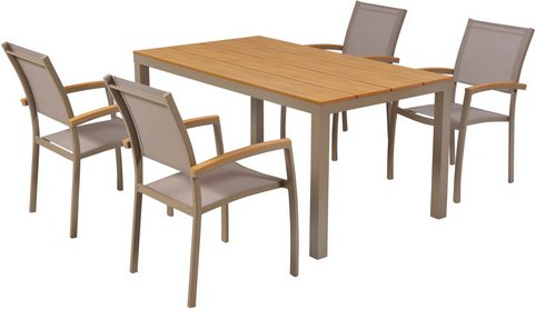 MERXX Gartenmöbel-Diningset »Piemont«, 5 tlg., 4 Sitzplätze, Aluminium - beige