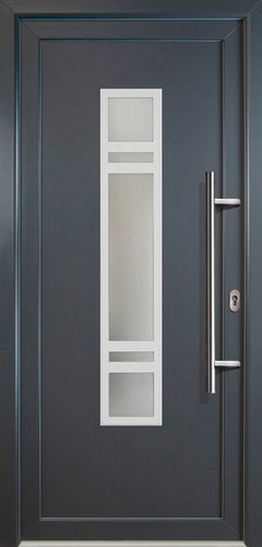 Meeth Aluminium-Haustür »Signum Alu«, satiniertes Glas, titanfarben, nach Innen öffnend, ohne Türgriff - grau