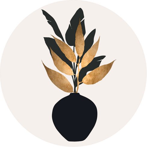 K&L Wall Art Vliestapete »Runde Vliestapete«, Kubistika Blumen gold schwarz, mehrfarbig, matt - bunt