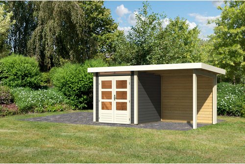 KARIBU Gartenhaus »KANDERN«, Holz, BxHxT: 408 x 222 x 204 cm (Außenmaße inkl. Dachüberstand) - grau
