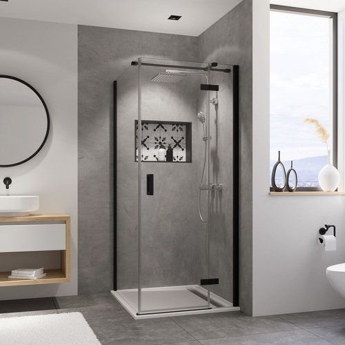 BREUER Duschkabine »Panorama«, Höhe: 200 cm, schwarz, Scheibenstärke: 6 mm