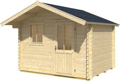SKANHOLZ Gartenhaus »Narvik«, Holz, BxHxT: 340 x 262 x 250 cm (Außenmaße inkl. Dachüberstand) - beige