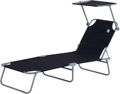 Thumbnail - Outsunny Gartenliege, Metall, BxHxT: 187 x 36 x 58 cm - schwarz