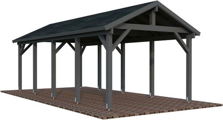 Thumbnail - PALMAKO Carport »Robert«, Aufstellmaße BxTxH: 361 x 764 x 301 cm, lackiert, Holz - grau