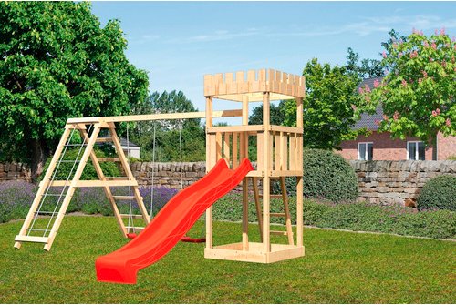 KARIBU Spielturm, BxHxT: 415 x 259,5 x 264 cm, natur - braun
