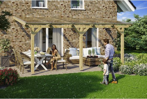 SKANHOLZ Terrassenüberdachung »Andria«, Breite: 541 cm, Dach: Polycarbonat (PC), natur - beige