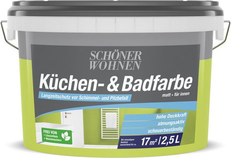 SCHÖNER WOHNEN FARBE Feuchtraumfarbe »Küchen- und Badfarbe«, hellgruen, 2,5 l