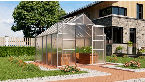 VITAVIA Gewächshaus »Mars Plus 8300«, BxHxL: 257 x 238 x 321 cm - silberfarben