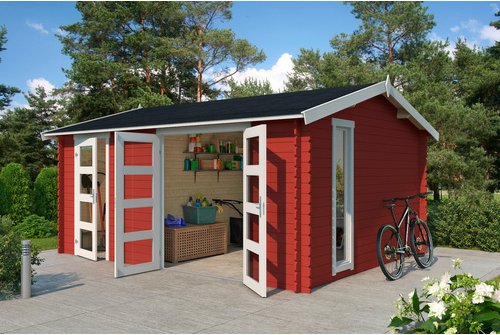 LASITA MAJA Gartenhaus »Carroz«, BxHxT: 496 x 250,8 x 403,4 cm (Außenmaße inkl. Dachüberstand), Holz - rot