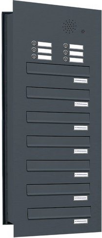 AL BRIEFKASTENSYSTEME Briefkasten, Parteien: 7, Mauerdurchwurf, BxHxT: 153,508 x 103,5 x 48,0 cm - grau