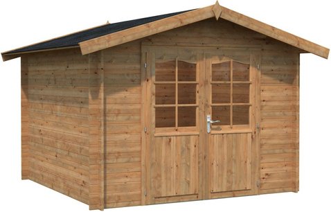 PALMAKO Blockbohlenhaus »Lotta«, Holz, BxHxT: 340 x 234 x 276 cm (Außenmaße inkl. Dachüberstand) - braun