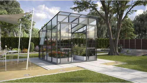 VITAVIA Gewächshaus »Freya«, 7,6 m², Kunststoff/Aluminium/ESG Glas, winterfest - grau