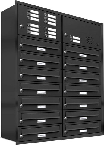 AL BRIEFKASTENSYSTEME Briefkasten, Parteien: 14, Unterputzmontage, BxHxT: 80,6 x 107,5 x 27,5 cm - grau