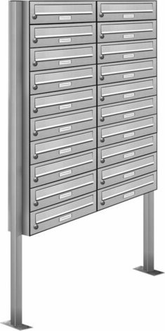 AL BRIEFKASTENSYSTEME Briefkasten, Parteien: 20, Freistehend, BxHxT: 153,271 x 170,0 x 27,5 cm - silberfarben