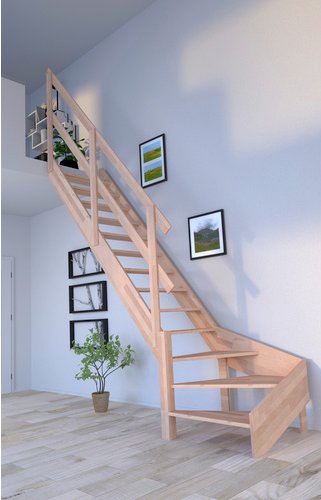 STARWOOD Raumspartreppe »Rhodos«, Buchenholz, 13 Stufen, max. Geschosshöhe 300 cm - braun