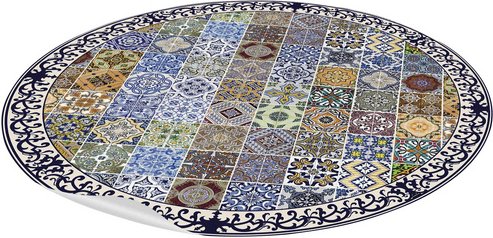 mySPOTTI Vinyl Teppich »Pablo«, BxL:136 cm x 136 cm, blau|rot|grün