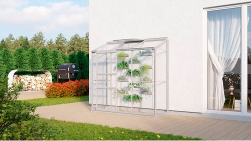 VITAVIA Anlehngewächshaus, BxHxL: 19,28 x 182,3 x 68,8 cm - silberfarben
