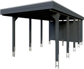 Thumbnail - SKANHOLZ Einzelcarport »Friesland Set 12«, 314 x 708 cm (BxT), mit Abstellraum, anthrazit - schwarz