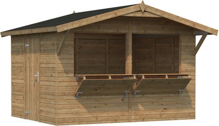 Thumbnail - PALMAKO Verkaufsstand »Stella«, Holz, BxHxT: 361 x 239 x 259 cm (Außenmaße inkl. Dachüberstand) - braun