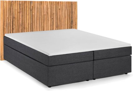 SIT Boxspringbett »This&That«, BxL: 220 x 205 cm, Stoff/Teakholz - grau