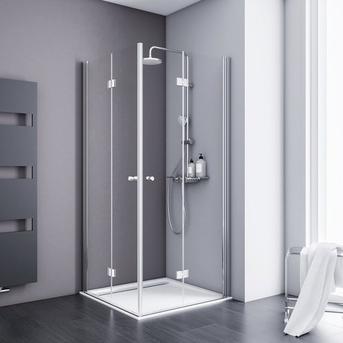 SCHULTE Eckeinstieg »Alexa Style 2.0«, BxH: 100 x 192 cm, Sicherheitsglas, transparent/aluminiumfarben - silberfarben