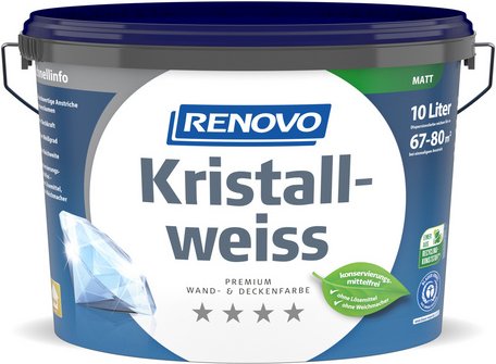 RENOVO Wand- und Deckenfarbe »Kristallweiss«, matt, 10l
